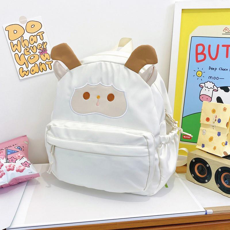 Charming Cartoon Sheep Design Backpack Spacious Trendy Gender Neutral Waterproof Laptop Bag
