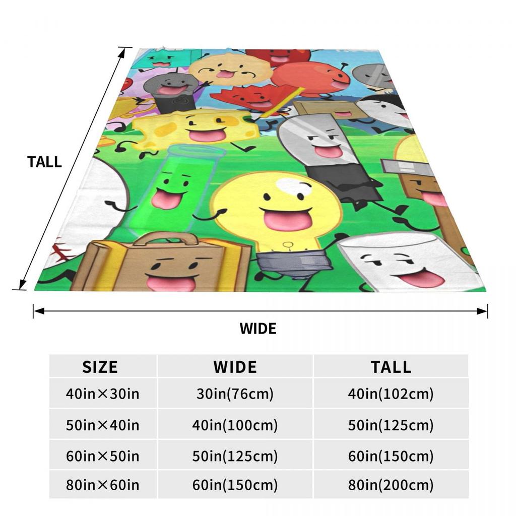 BFDI Inanimate Insanity All Characters Flannel Blankets Soft Durable Throw Blanket for Bedroom Airplane Travel Graphic Bedspread