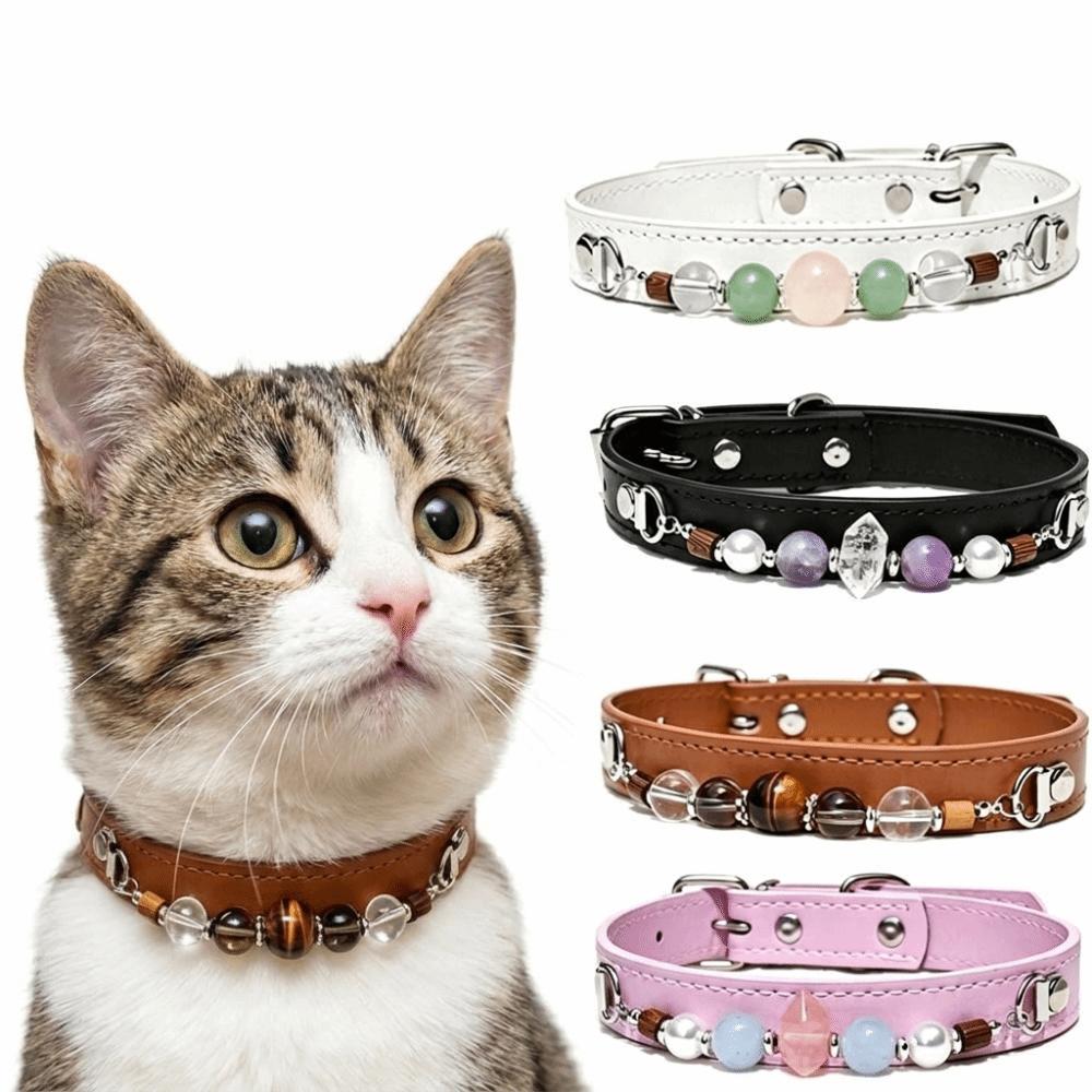 Crystal Stone Leather Pet Collar Adjustable Dog Collar Exquisite Cat Collar  Puppy