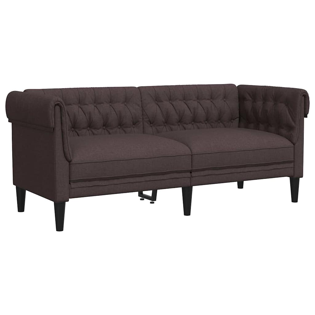 Chesterfield Sofa 2 Seater Dark Brown Fabric