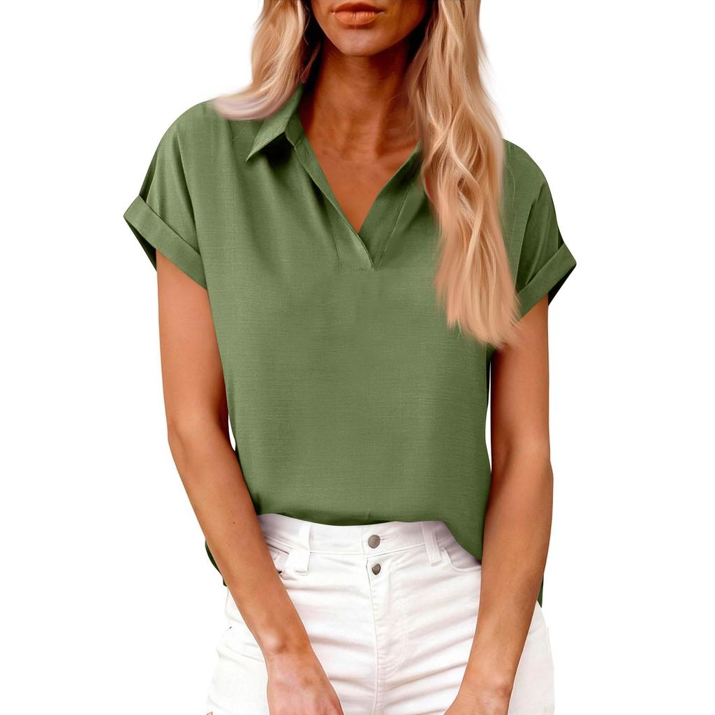 Damen Mode Lässig,Farbiges Kragenkurz,Kurzärmeliges T-Shirt,T-Shirt Top