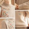 Women's Wool Sweater Round Neck Embroidery Knit Sweater Loose Plus Size Sweater Short Pullover Knitwear Spring Fall Winter