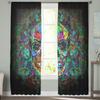 Colored Skull Art Window Treatment Tulle Modern Sheer Curtains for Kitchen Living Room the Bedroom Curtains Decoration