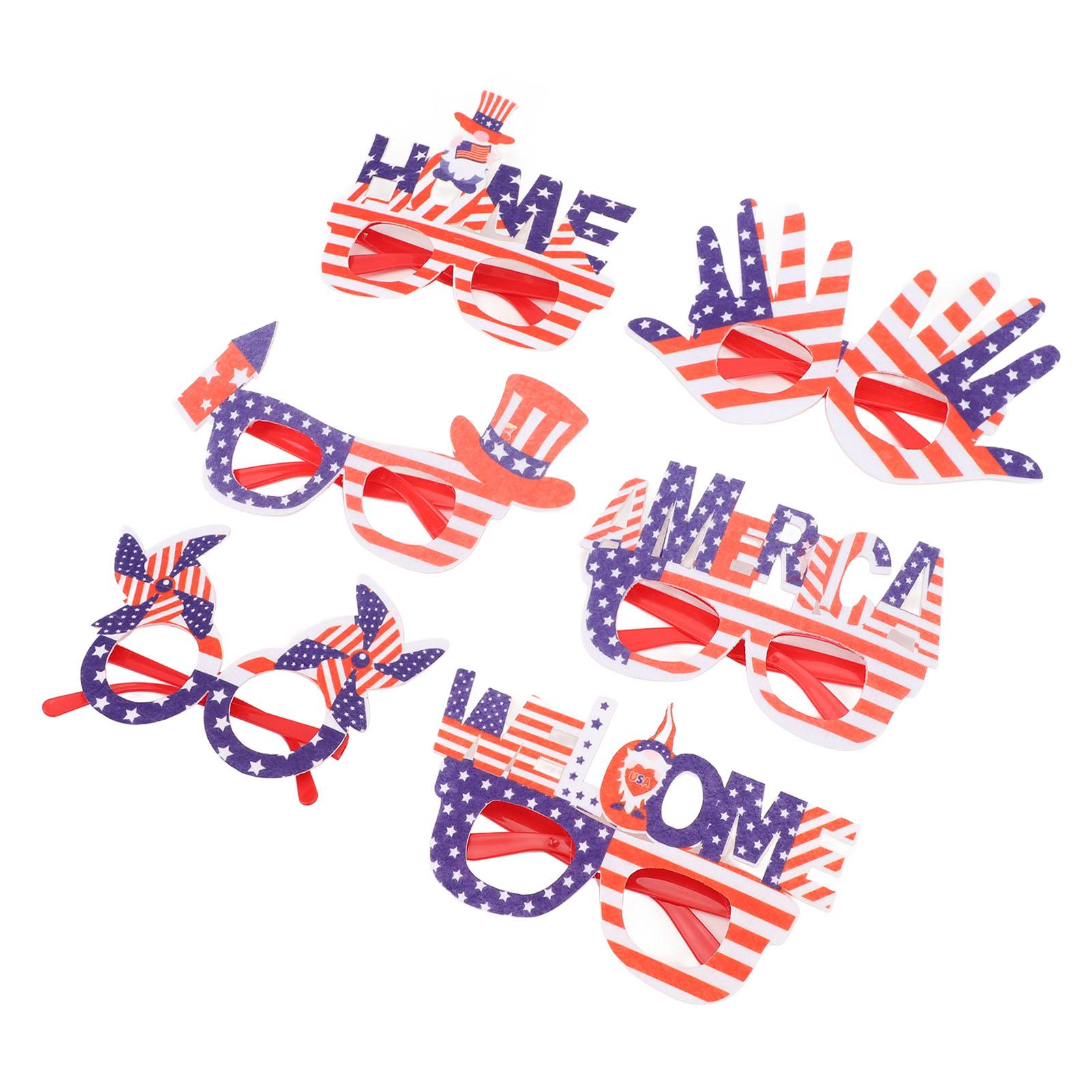

6PCS 4th of July Glasses Patriotic Decorations Accessories American Flag Sunglasses Independence