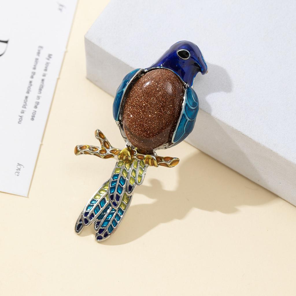 Parrot Enamel Brooch Pin With Shell Inlay For Diy And Jewelry Making