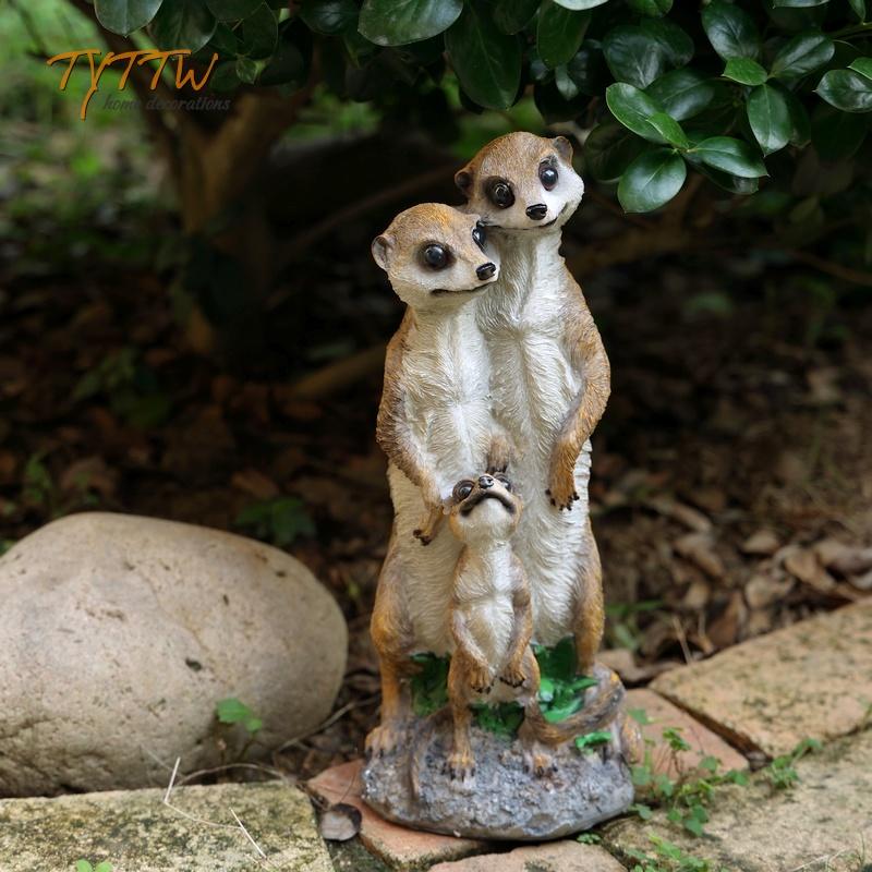 Außen Gartenhof Dekoration - Heimdeko Figur Balkon Simulation Tier Erdmännchen Mangusten Familie Garten Skulptur