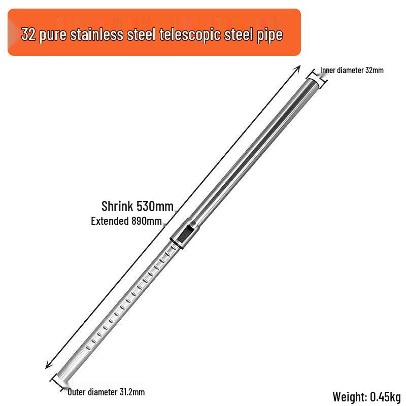 Universal Stainless Steel Vacuum Cleaner Telescopic Extension Tube (32/35mm)