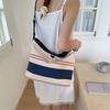New Canvas Bag Striped Bag Large Capacity Casual Messenger Bag