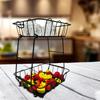 2 Layer Iron Fruit And Vegetable Holder For Countertop Organizing With Rusts Resistant Coating Tiered Fruit Basket