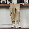 Li Ning Sports Fashion Series Solid Color Zipper Pocket Design Elastic Waist Cuffed Casual Pants Men Pants Khaki AKLSF57-5