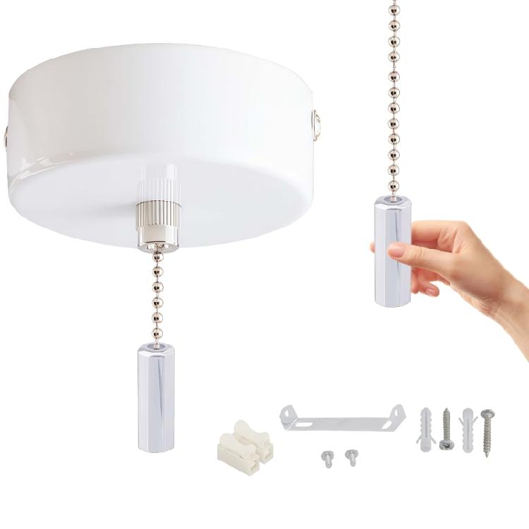150cm Cord Metal Pull Chain Switches 60mm Diameter Universal Metal Switches for Ceiling Fan Pendant Light Wall Fixtures
