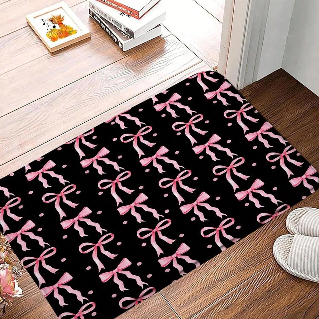 Cute Bow Carpet Mat Rug Anti-Slip Absorbent Soft Quick Dry Fashionable Modern Home Decor for Bathroom Shower Room Bathtub