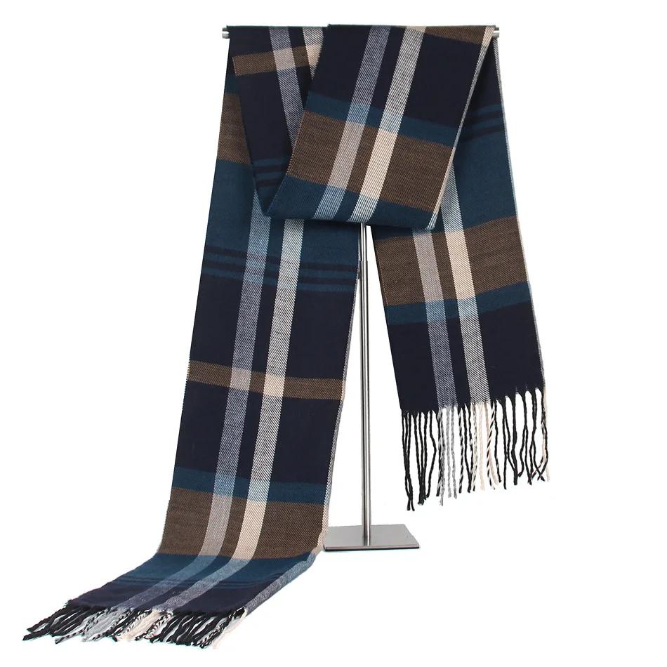 Fashion Design Plaid Men's Scarf Autumn Winter Korean Version Imitation Cashmere Muffler Male Soft Light Tassel Thick Warm Shawl