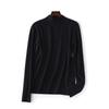 Black Knitted Bottoming Shirt Women's Spring and Autumn New Slim-fit Semi-turtleneck Long-sleeved Solid-color Inner Sweater