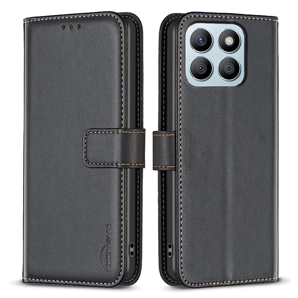 BINFEN COLOR BF17 For Honor X8b 4G Leather Phone Case Cover with Wallet Stand