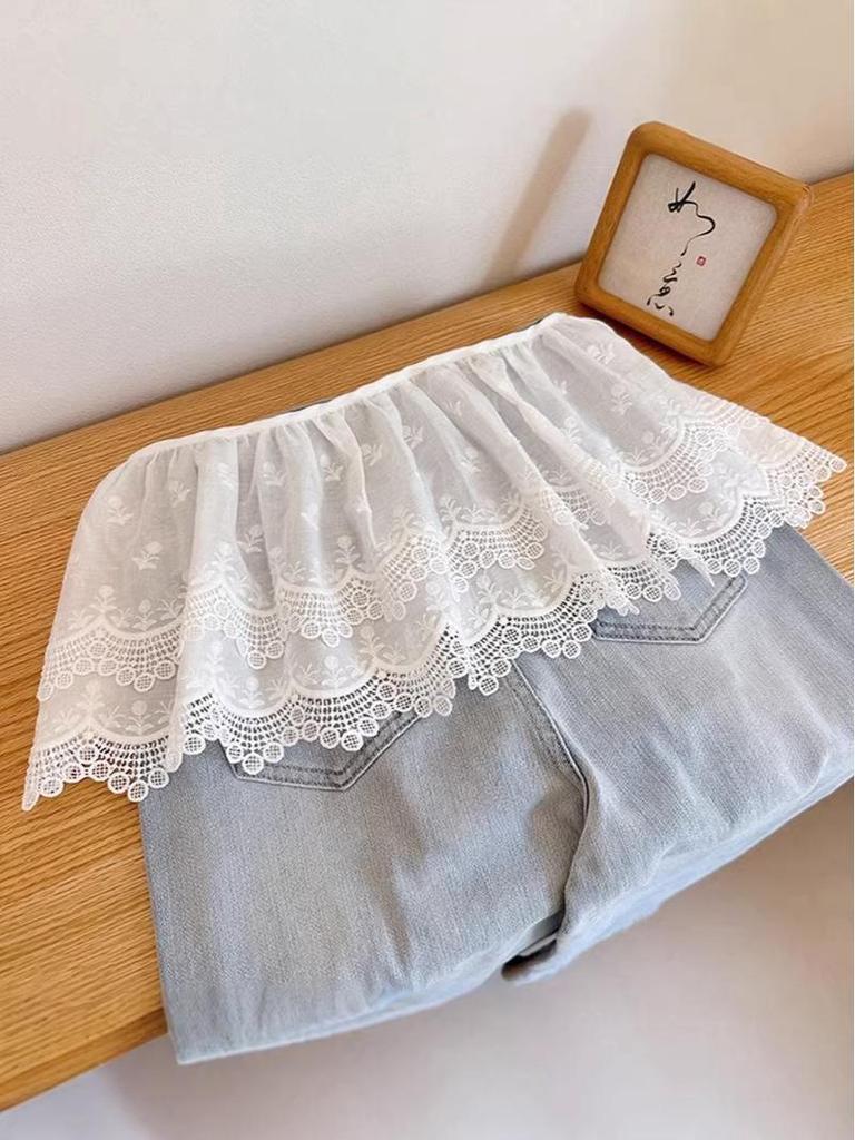 Sweet Style Women's Lace Trim Layered Short Skirt Apron