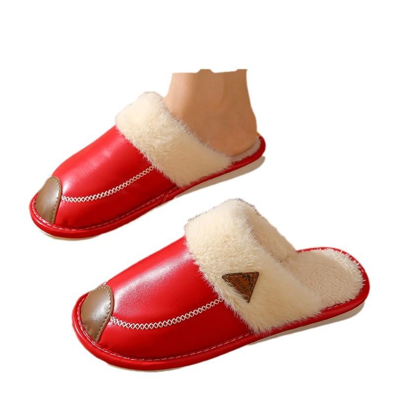 Baumwollpantoffeln Damen Herbst und Winter Paare Heimgebrauch drinnen Wochenbett warm rutschfest Plüsch Hausbaumwollpantoffeln Herren