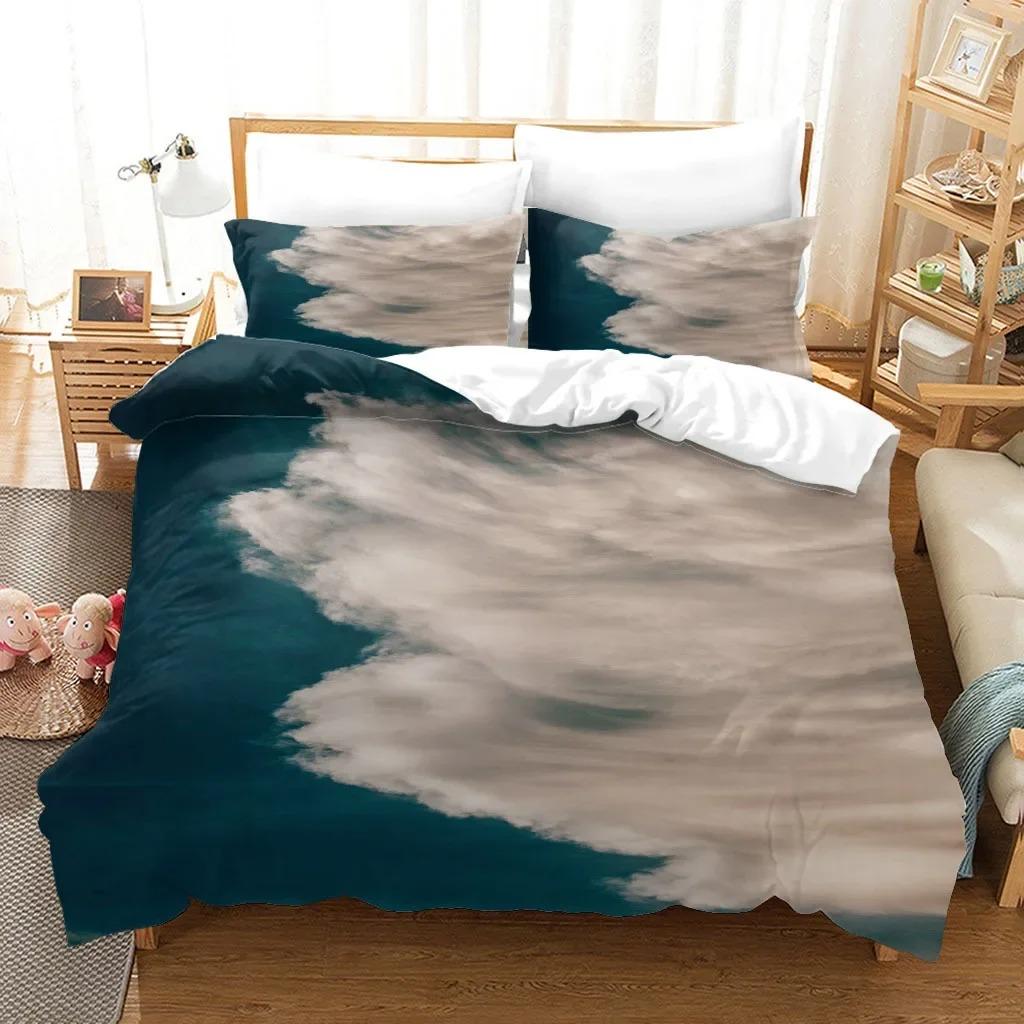 Cloud Sky Duvet Cover Set King/Queen Size,pink Blue-green Beautiful Natural Scenery Soft Bedding Set for Kids Teens Adults Girls