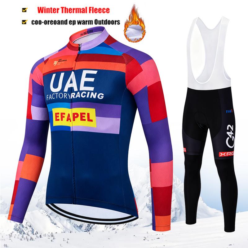 2027 Winter UAE Team Men's Cycling Clothing Men Thermal Fleece Cycling Set Mtb Man Clothes Sets Riding Suit Set Road Bike Wear