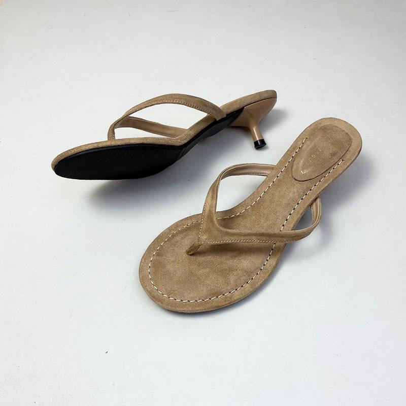 Fashion Fashion Round Toe Ladies Low Heel Slippers Shoes Spring Summer Women Heeled Slides Slippers Female Flip flops Sandals Pumps