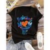Plus Size Women's T-Shirt Round Neck Gradient Heart Basketball Letter Print Casual Top