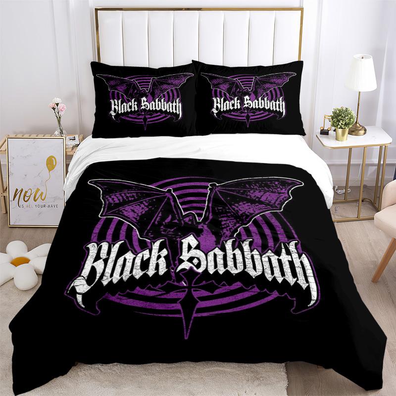 Black Sabbath Bedding 3 Piece Set HD Print Duvet Cover Pillowcases for Teens Adult Bedroom Decoration Christmas Gift