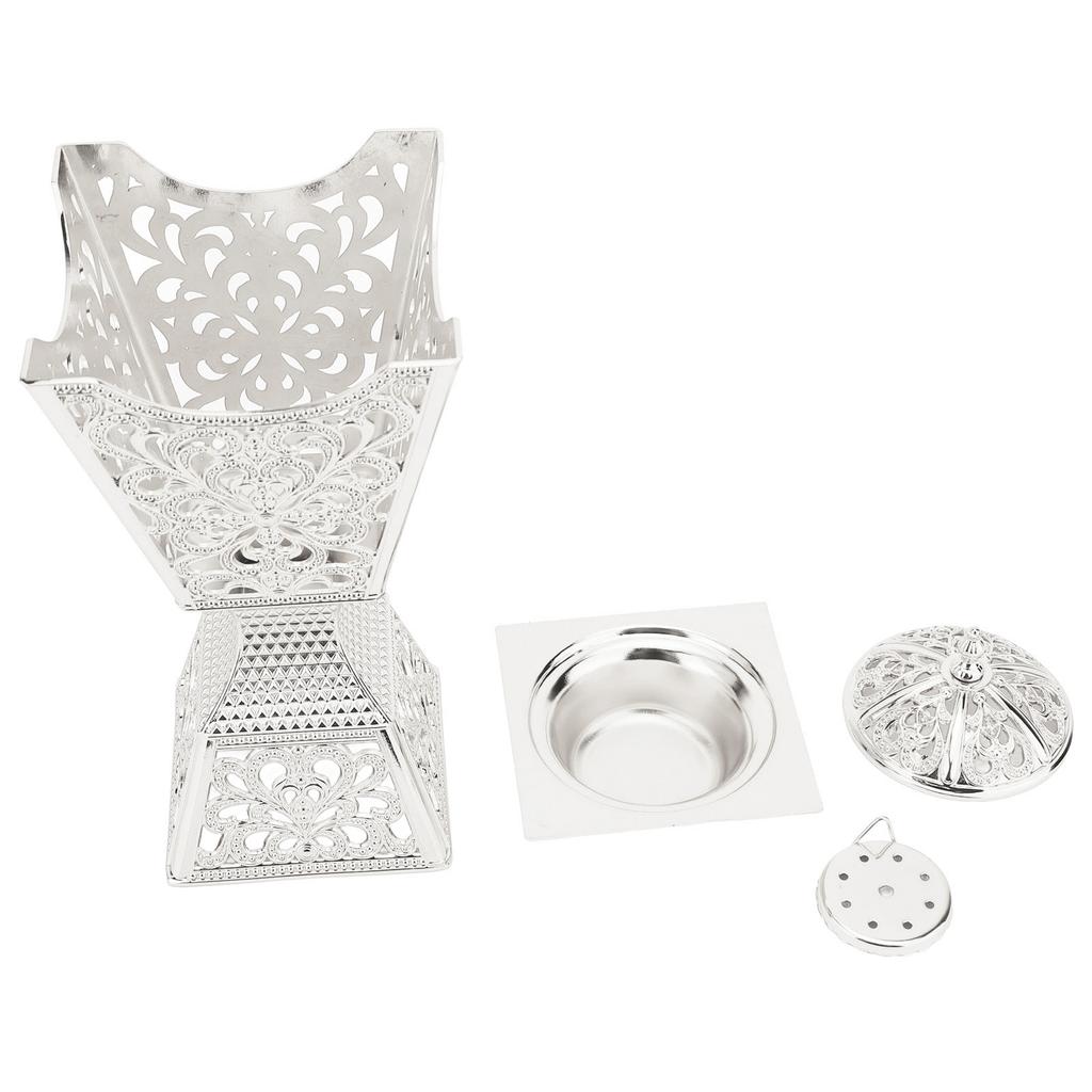 Frankincense Resin Incense Burner Portable Exquisite Alloy Indoor Aroma Burner for Home Silver