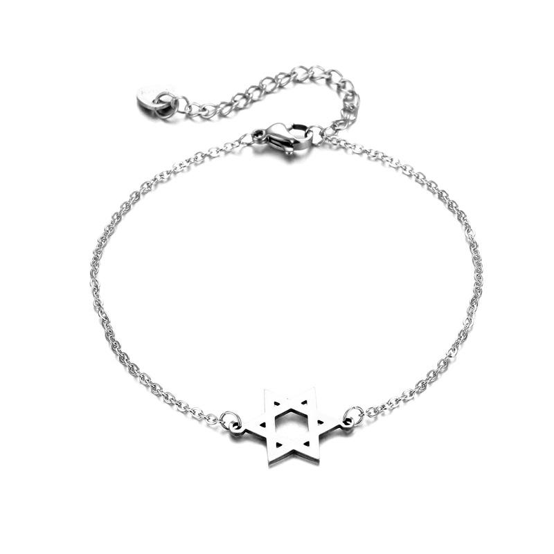 Mens Star of David Bracelet Titanium Steel Jewish Symbols Bracelet Men's Religious Amulets Jewelry Gifts