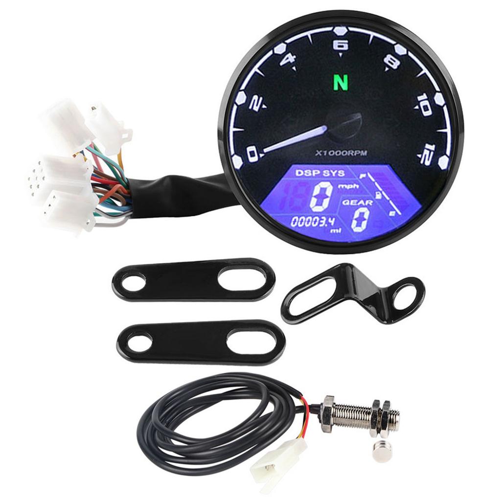 Motorrad LED Hintergrundbeleuchtung Digitaler Drehzahlmesser Tachometer Anzeige 12000 U/min