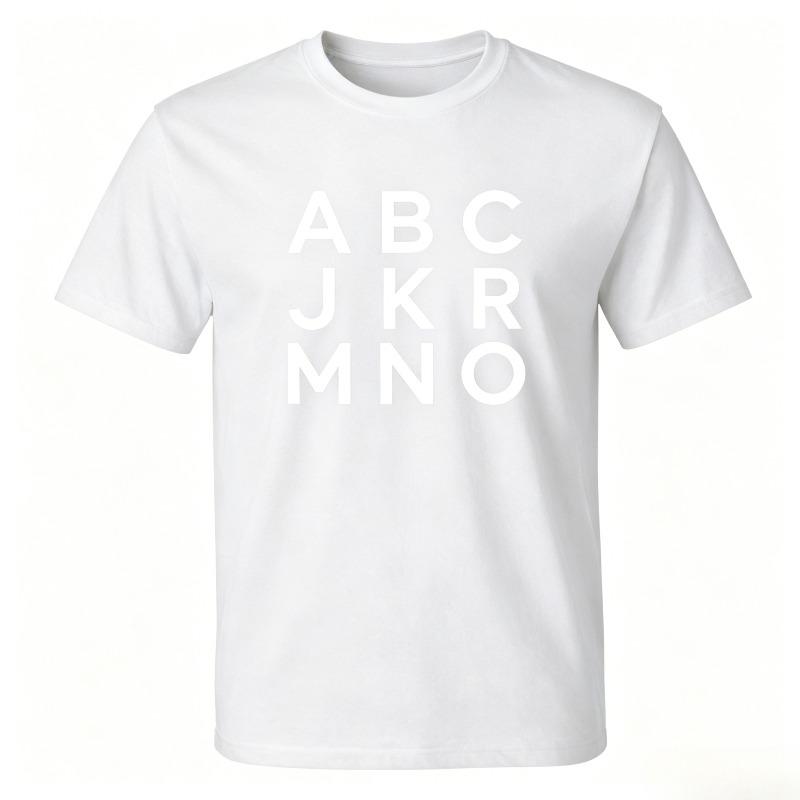 Unisex Pure Cotton TShirt Minimal ABC JKR MNO Block Letter Print Oversize Casual Basic Short Sleeve Tee
