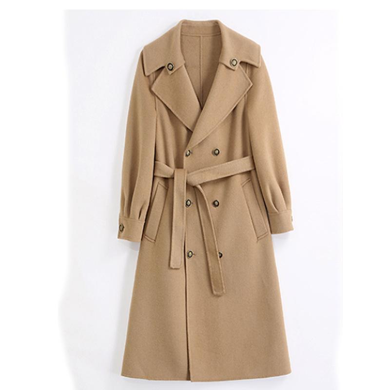 Double-sided wool coat women's long autumn and winter new fashion temperament design hair coat