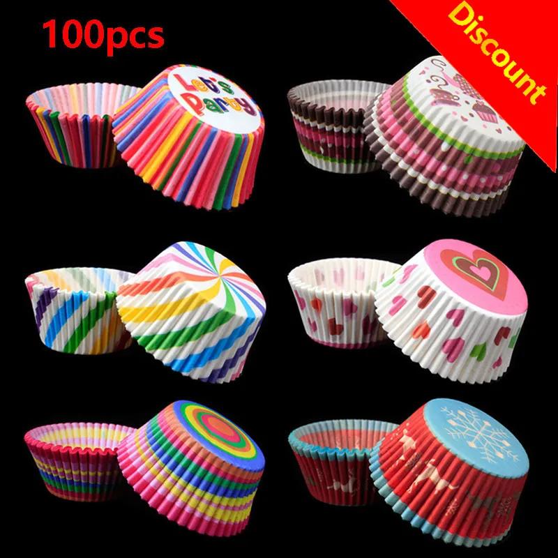 100Pcs Cake Muffin Cupcake Paper Cups Cake Box Cupcakes Liner Mold Kitchen Baking Accessories Cake Mold Cooking Tools