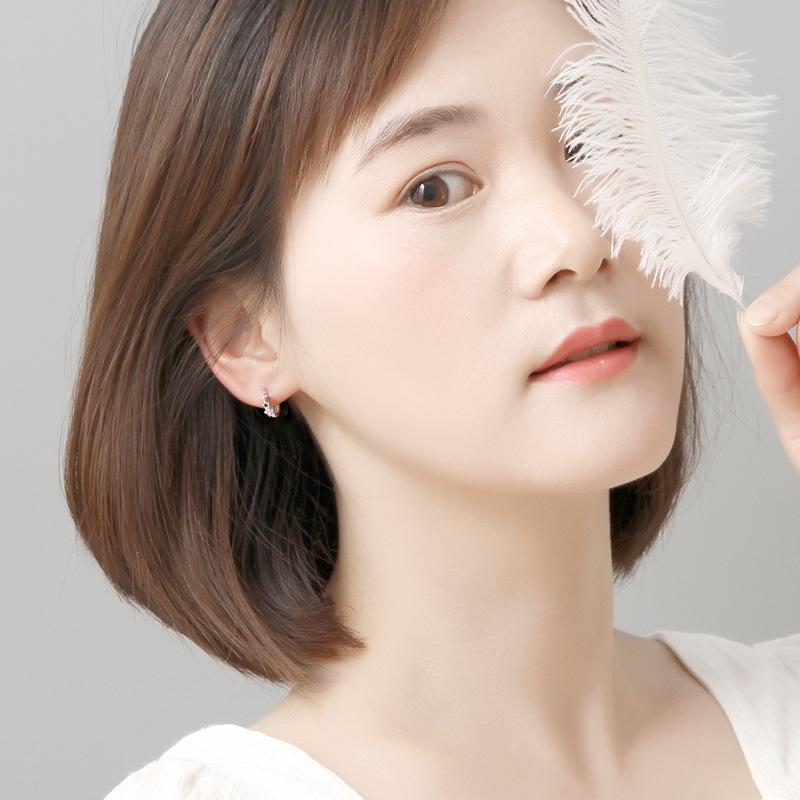 925 Sterling Silver Star Hoop Earrings Trendy Fashion Zircon Jewelry for Wedding or Party