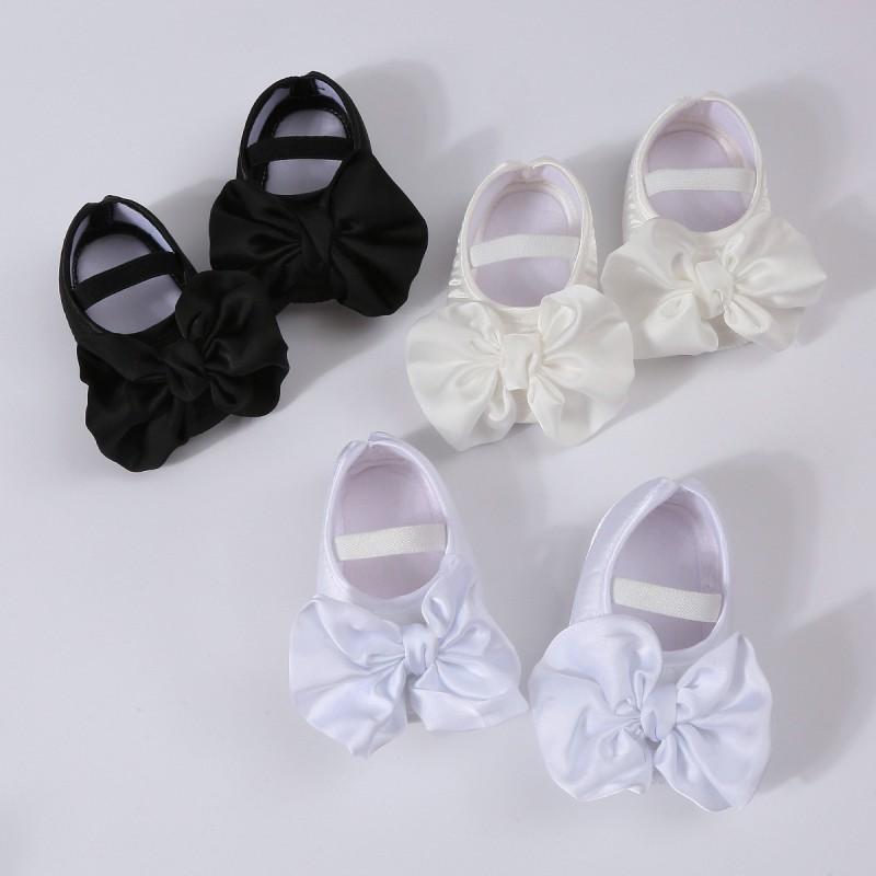 Infant Shoes Baby Bowknot Decoration Princess Shoes Solid Color Kids Shoes For 0-1 Year