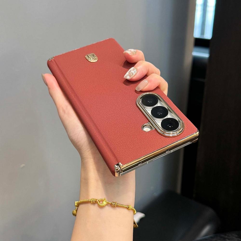 Luksusowe Biznesowe Skórzane PU Platerowane Skórzane Wygodne Etui na Telefon dla Samsunga Galaxy Z Fold 7 Zawias Odporne na Wstrząsy Ochronne Tylne Etui