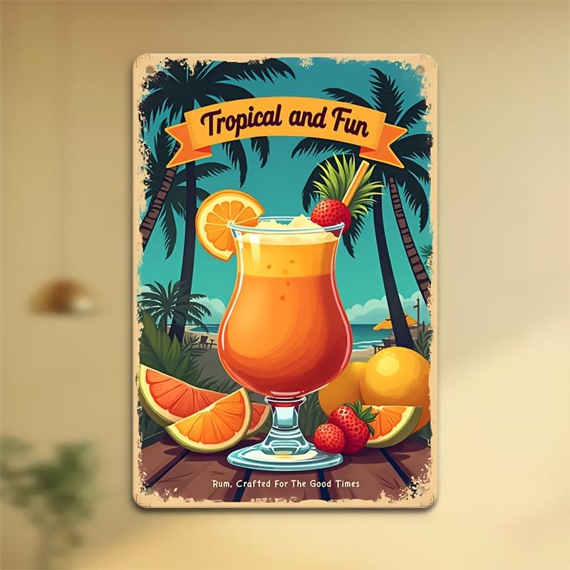 Vintage Tropical Cocktail Party Metal Sign -   Retro Iron Wall Art with Beach Vacation Theme, Perfect for Bars, Restaurants, 20x30cm（7.8x11.8inch）
