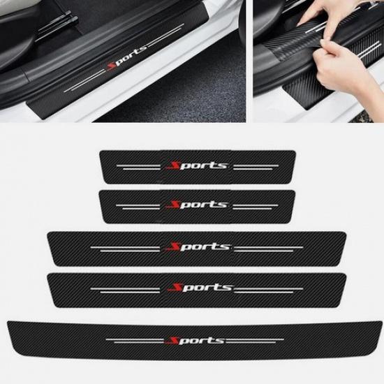 Carbon Fiber Stickers Car Scuff Plate Door Sill Cover Panel Step Protector Guard