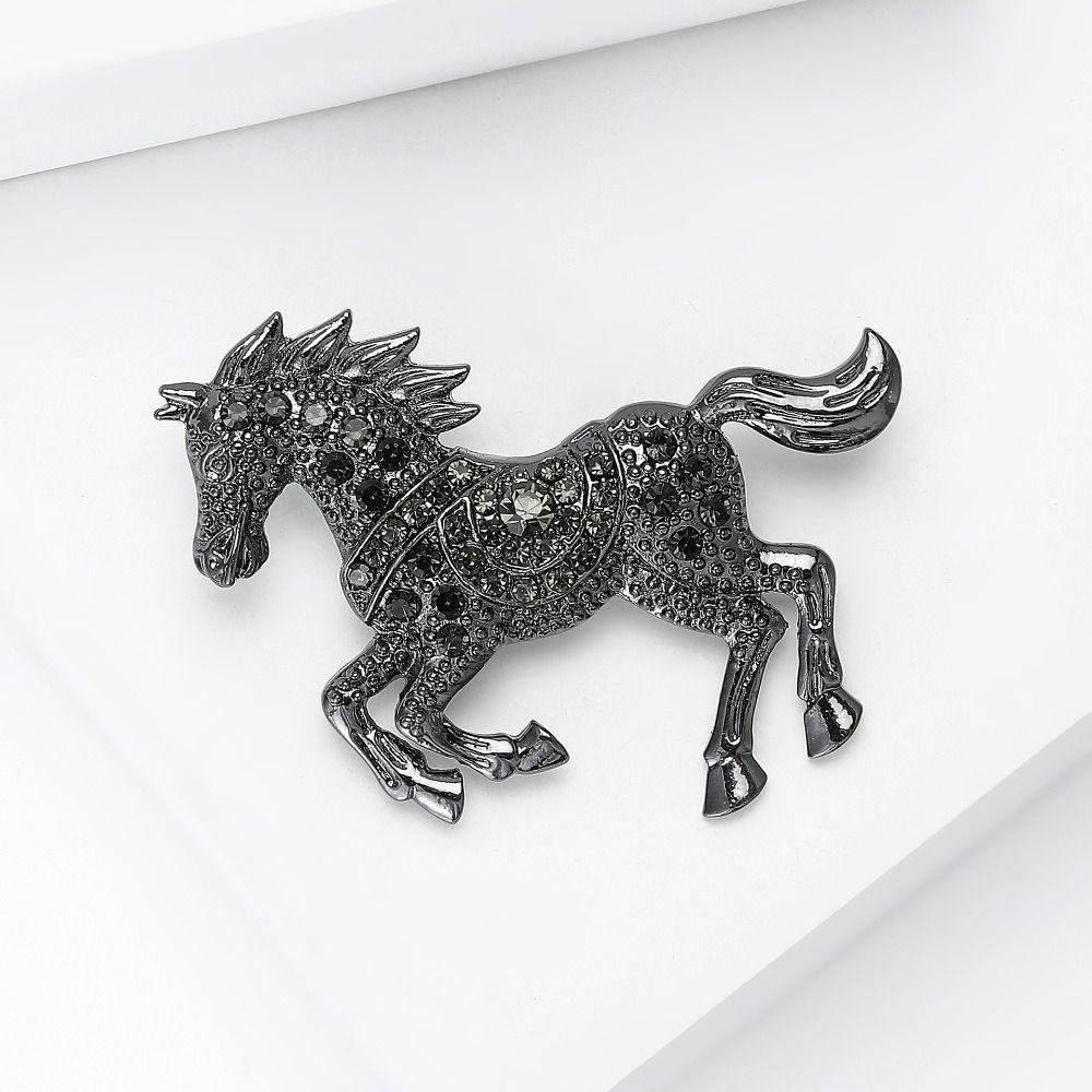 Luxury Zodiac Animal Lapel Pins Classic Metal Badge Pin Rhinestone Horse Brooches  New Year Gifts