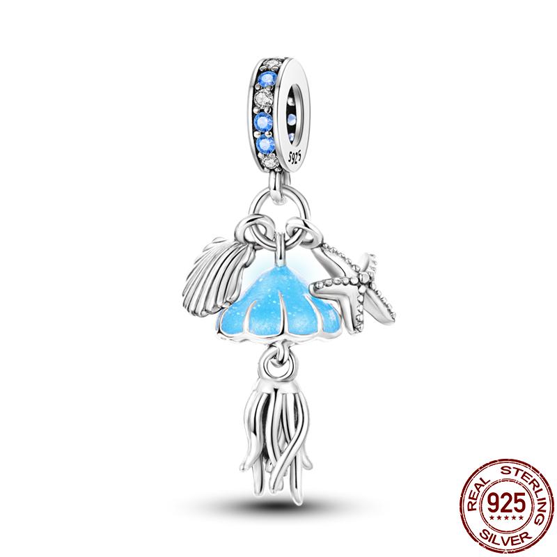 S925 Sterling Silver Luminous Colorful Fireflies Charms Fit  Bracelet Bead DIY Jewelry For Women Gift Hot Sale