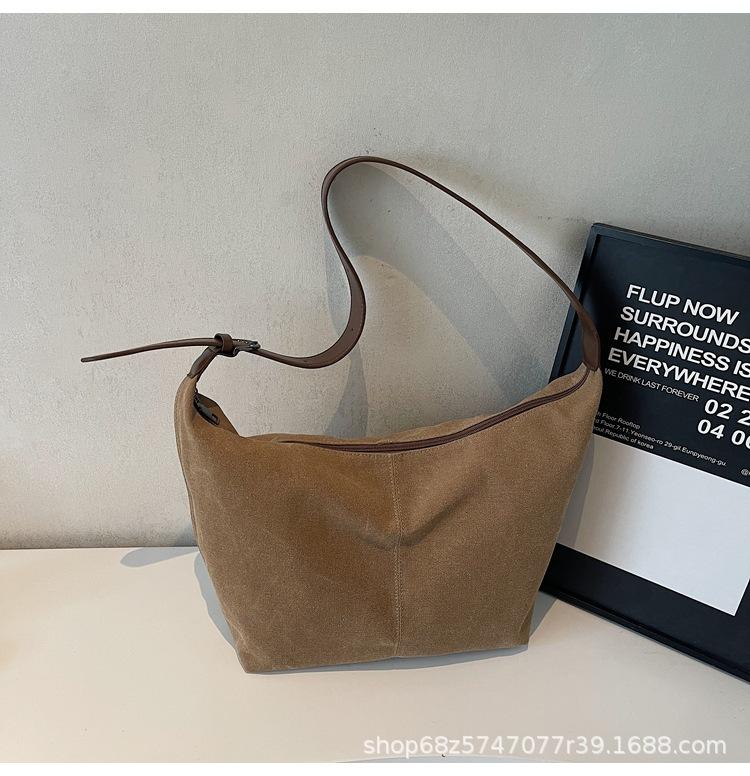 Lazy wind simple large capacity messenger bag 2025 new trendy fashion versatile shoulder bag casual canvas tote bag