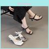 Elegant Women's Summer White Slide Sandals With Delicate Bow And Stylish High Heels