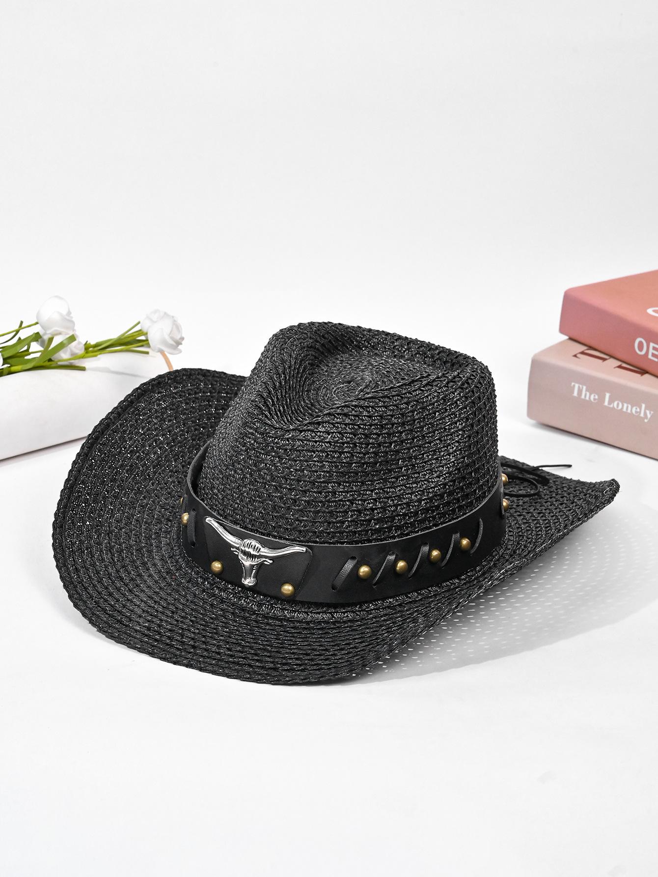 

Explosive Western Cowboy Straw Hat Tibetan Shade Top Hat Men s and Women s Retro Sunscreen Hat Average size