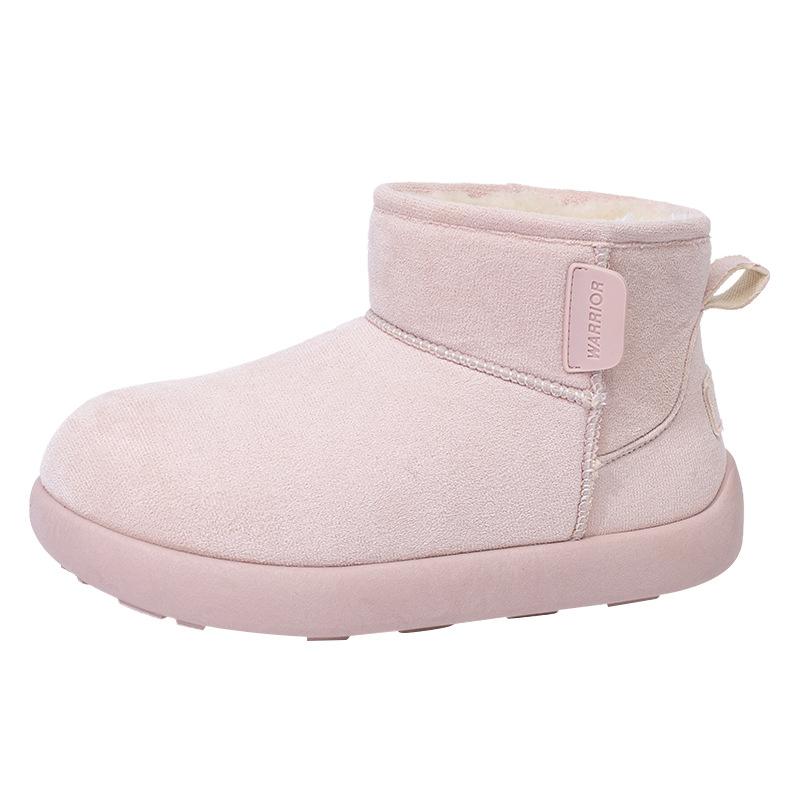 

New solid color simple velvet snow boots warm cotton shoes winter travel one-pedal women s shoes 40 рожевий