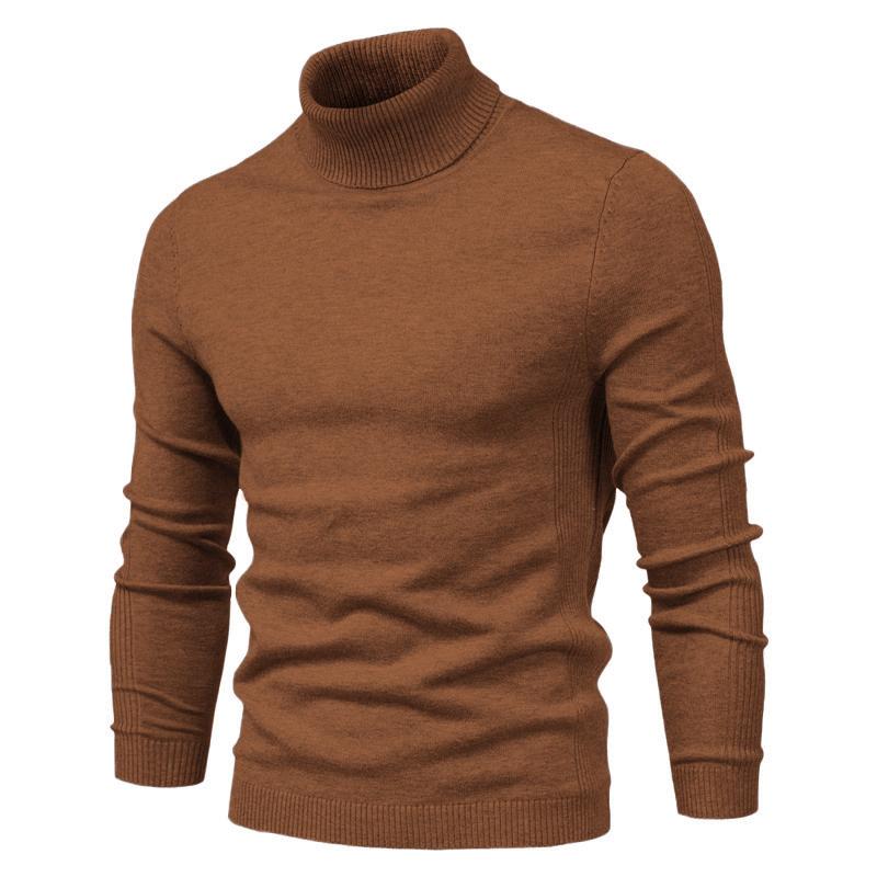 Autumn and Winter New Casual Men's Solid Color Pullover Sweater High Collar Men's Casual Knitwear