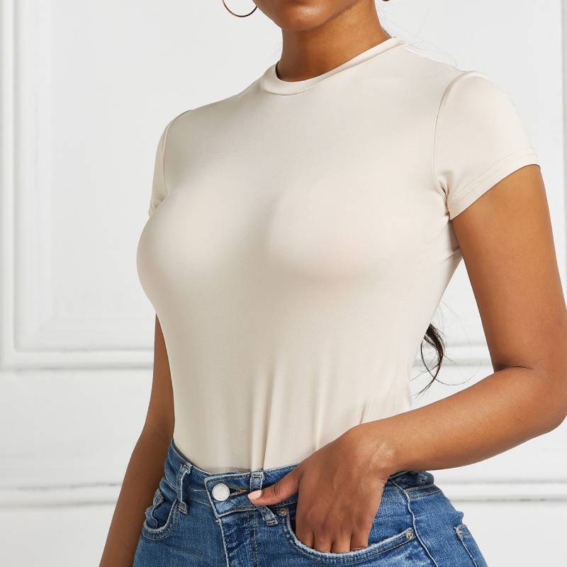 Elegant Womens T Shirt With Splicing Design For Casual Office Wear