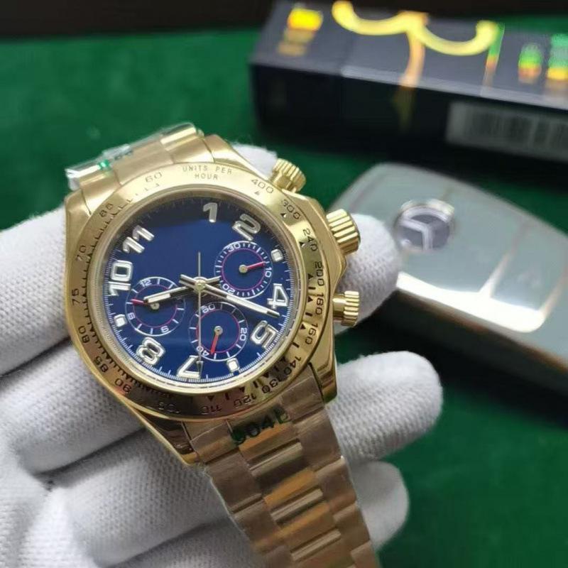 40mm Lao Jia Ri Zhi Daytona Series Men's Automatic Watch - Luminous, Waterproof, Gold Stainless Steel Case