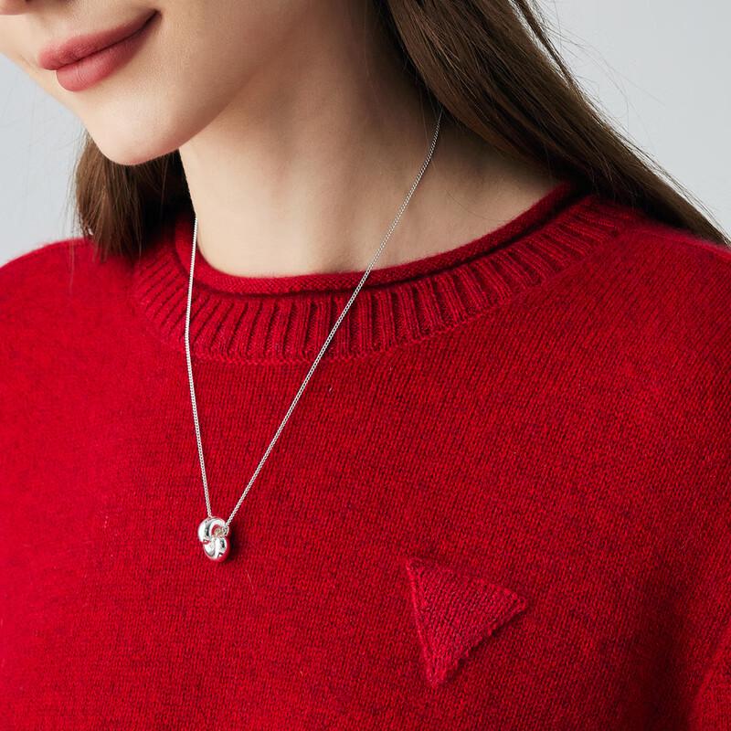 Paruo Women's 100% Cashmere Rolled-Edge Round Neck Sweater