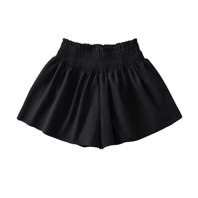 

High Waist Casual Versatile Slimming Fashion Tape Loose Pants Black Culottes S