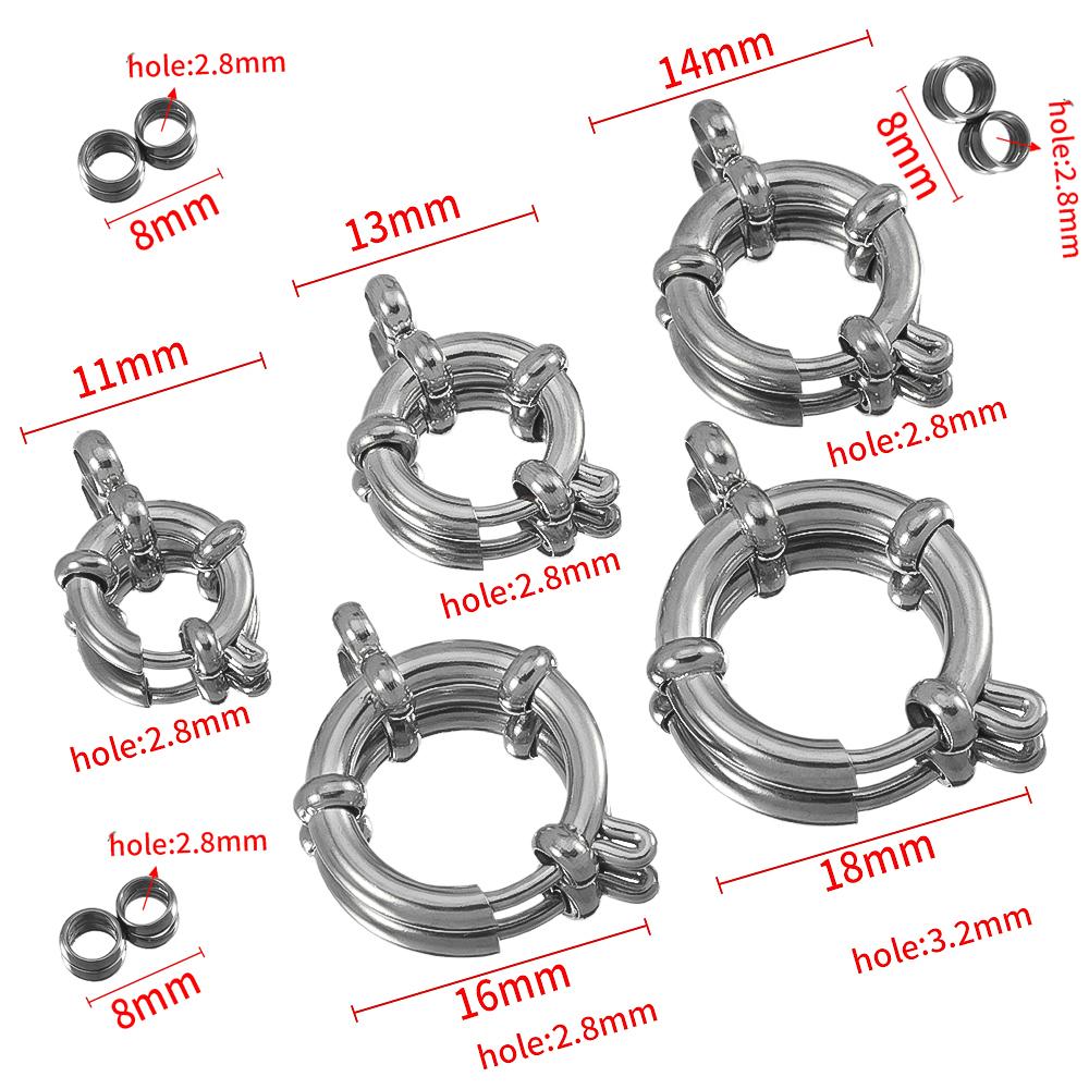 4pcs Stainless Steel Spring Clasps Round Clasp Bracelet Connectors for DIY Necklace Jewelry Making Accessories 10 12 14 16 18mm