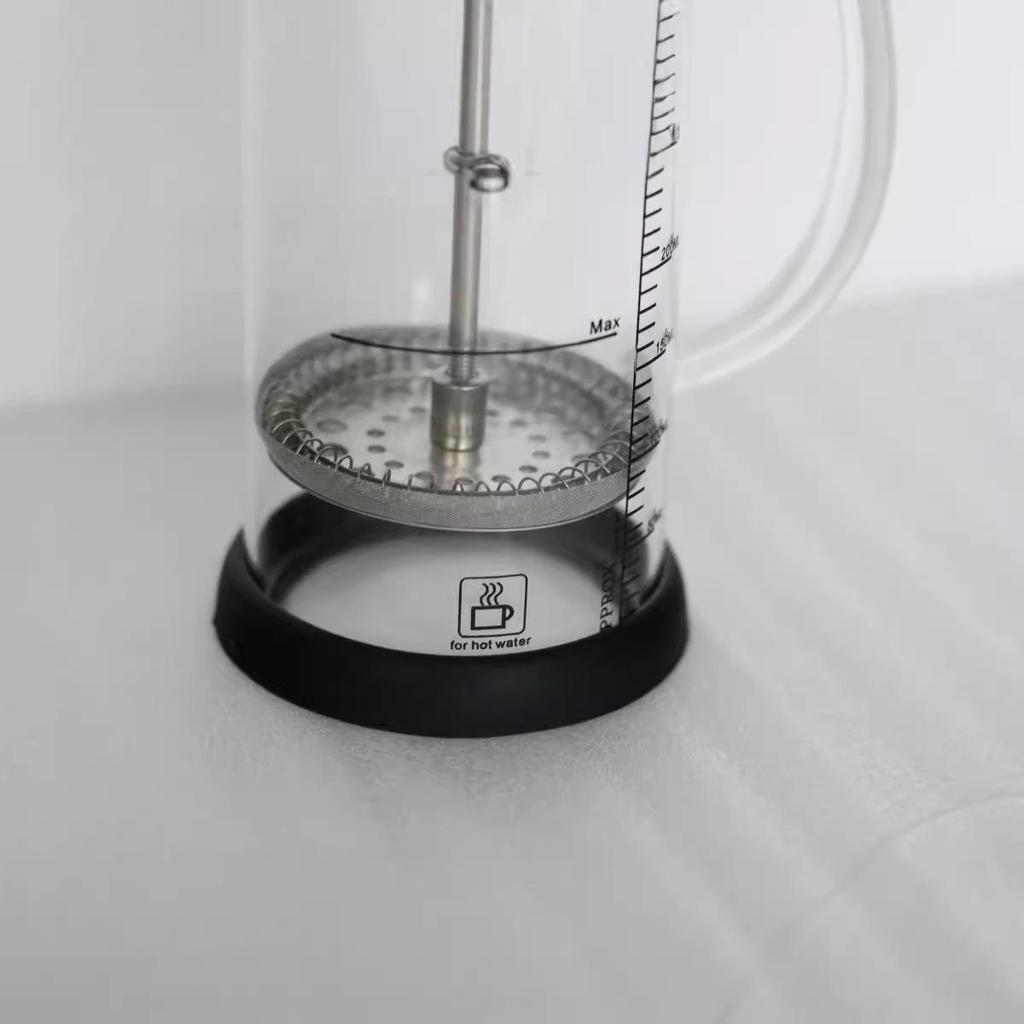 Heat-Resistant Glass Handle French Press Coffee Pot with Measuring Cup